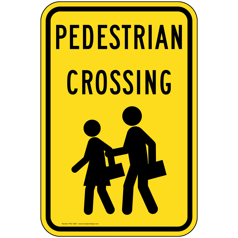 Portrait Pedestrian Crossing Sign With Symbol PKE-13803