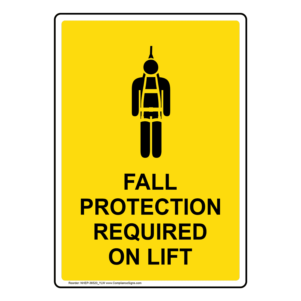 Portrait Fall Protection Must Always Sign With Symbol NHEP36519