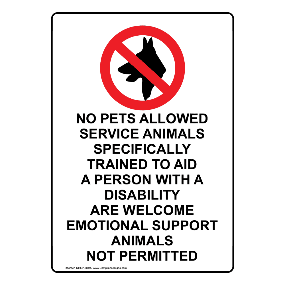Portrait No Pets Allowed Service Sign With Symbol NHEP50499
