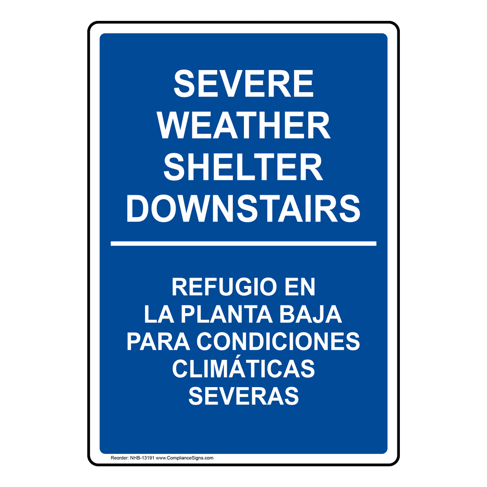 Severe Weather Shelter Downstairs Sign NHE-13191 Emergency Response