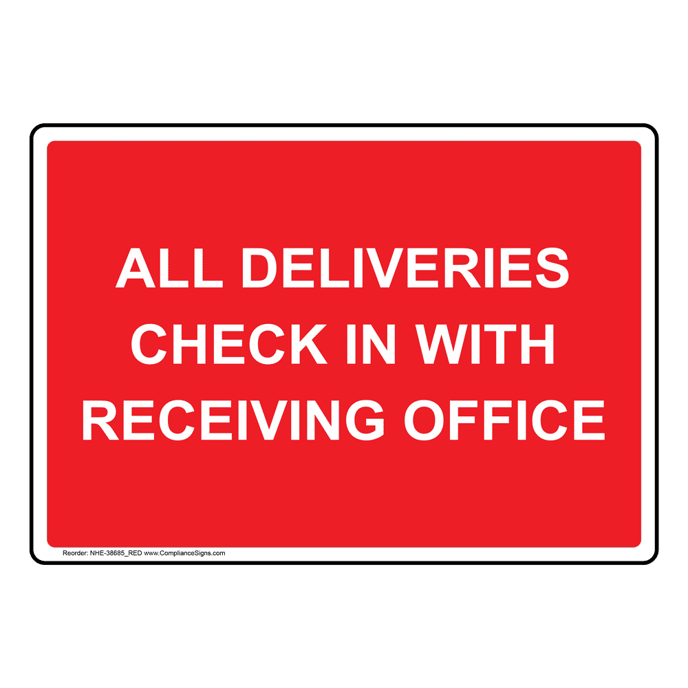 Shipping And Receiving Check In At Office Sign NHE38734