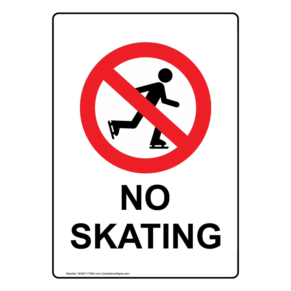 Portrait No Skating Sign With Symbol NHEP-17566