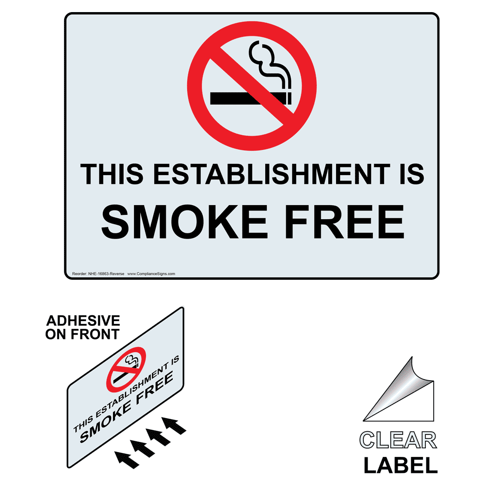 This Establishment Is Smoke Free Label NHE16863Reverse No Smoking