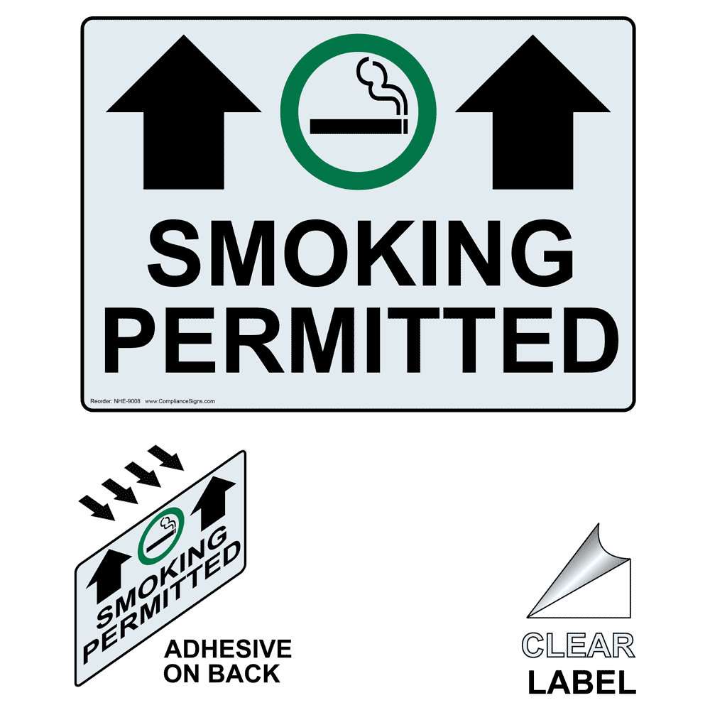 Smoking Permitted Label NHE9008 Smoking Area