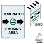 Portrait Designated Smoking Area Clear Label With Symbol NHEP-9050