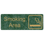 Smoking Area With Symbol Engraved Sign EGRE-565-SYM-GLDonVerde