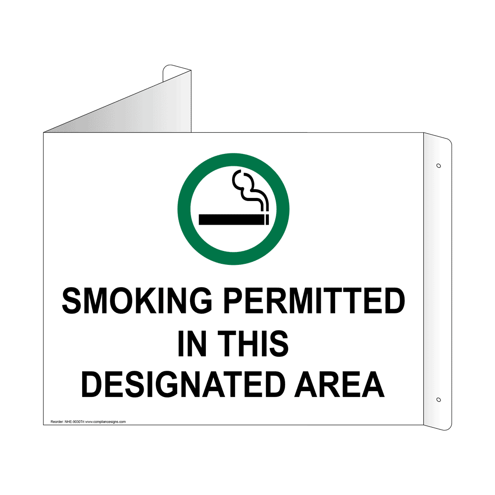 Smoking Permitted In This Designated Area Sign NHE9030Tri No Smoking