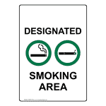 Portrait Designated Smoking Area Sign With Symbol NHEP-25194