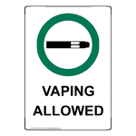 Portrait Vaping Allowed Sign With Symbol NHEP-37693