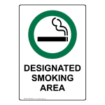 Portrait Designated Smoking Area Sign NHEP-8000 No Smoking
