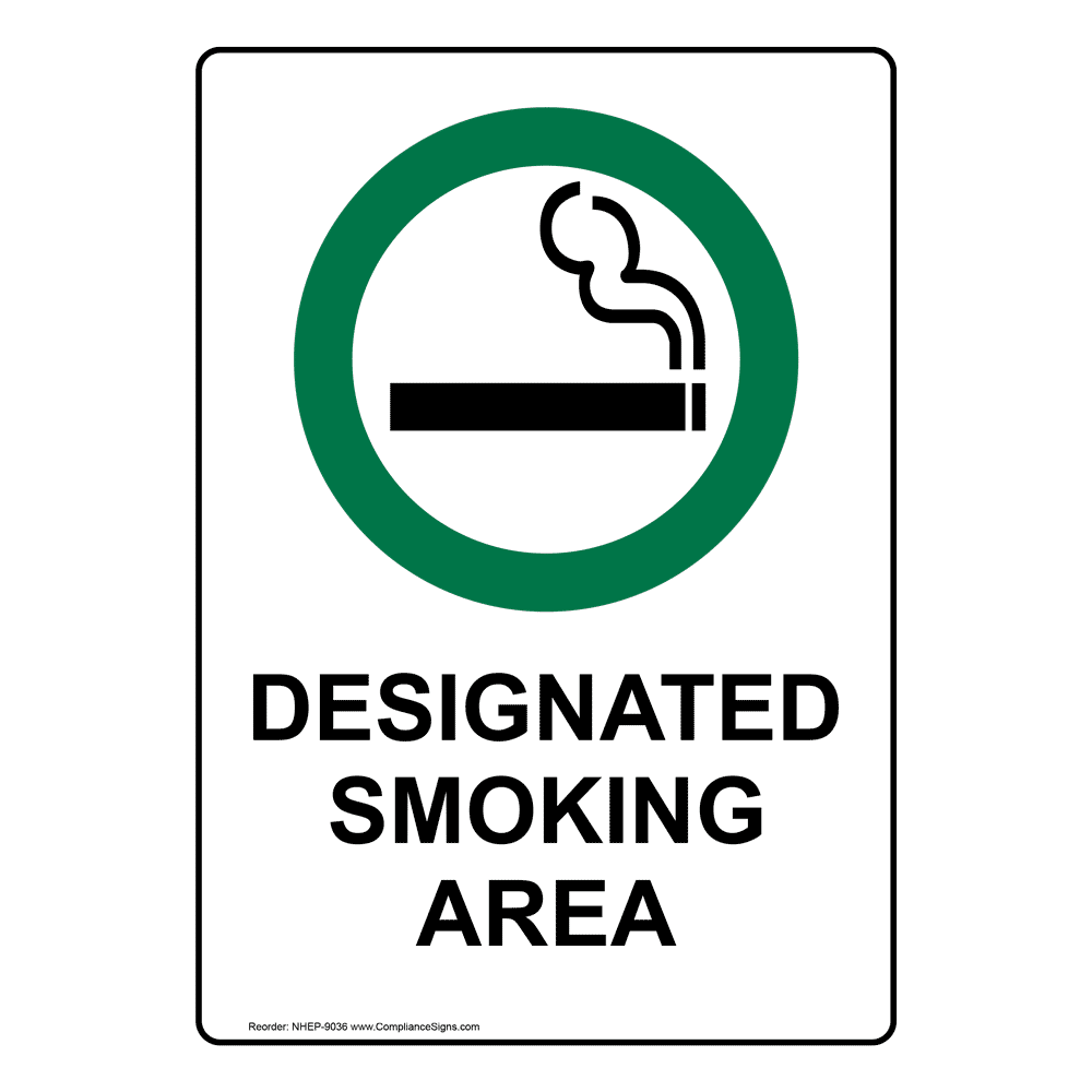 Portrait Designated Smoking Area Sign With Symbol NHEP9036