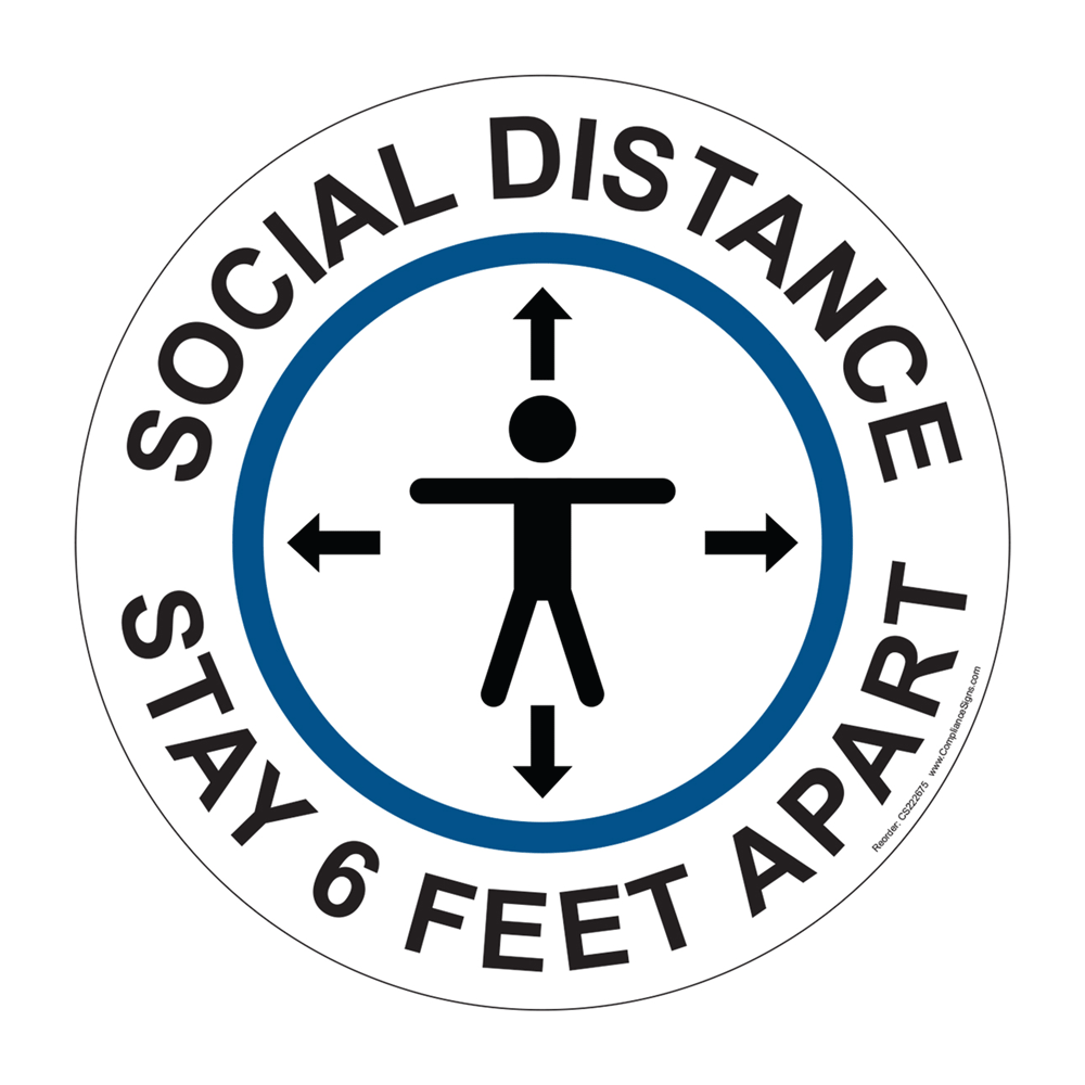 Social Distance Stay 6 Feet Apart Label CS222675