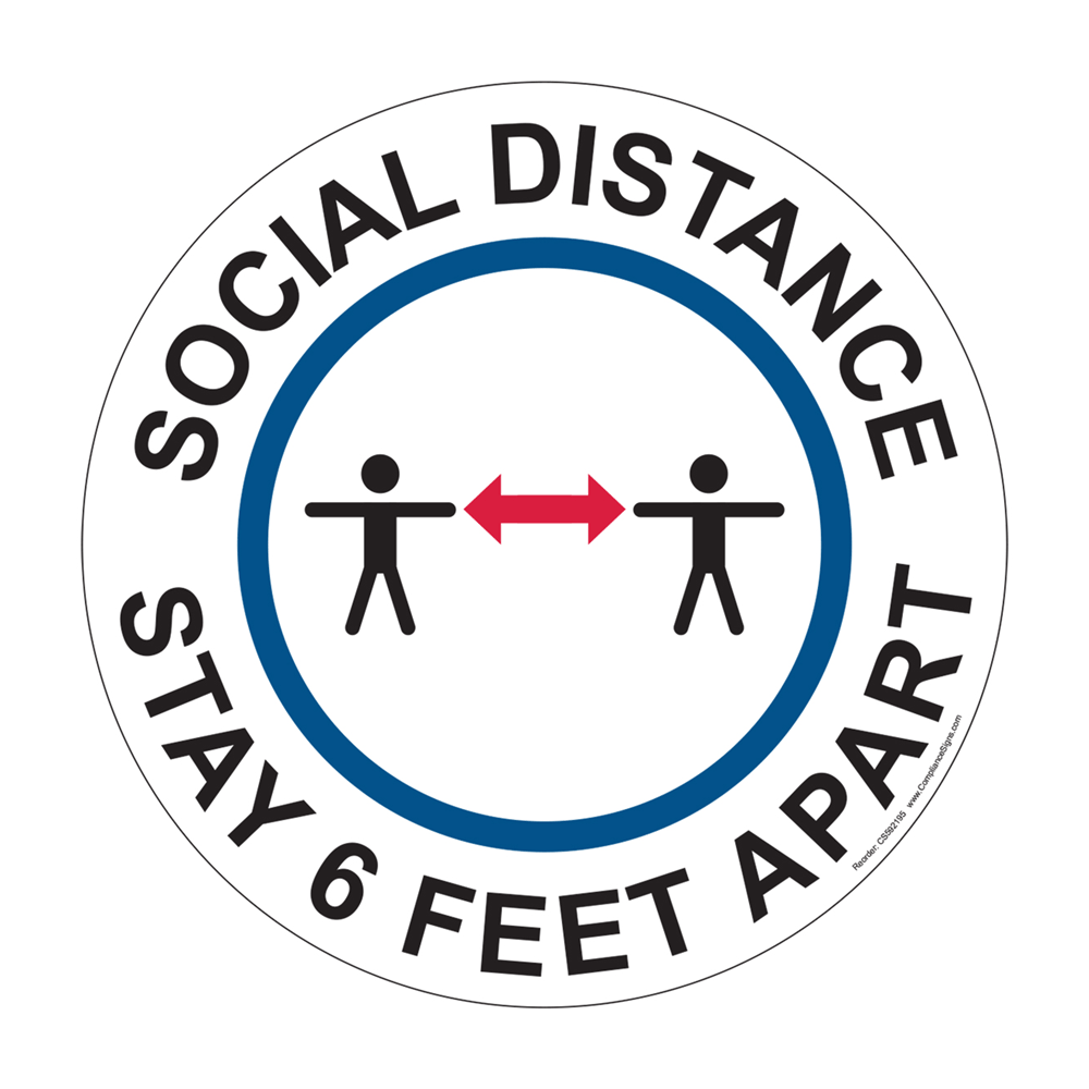 Social Distance Stay 6 Feet Apart Label CS592195