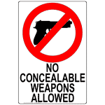 South Carolina No Concealable Weapons Sign NHE-18014-SouthCarolina
