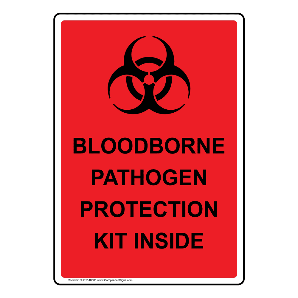 Portrait Bloodborne Pathogen Protection Sign With Symbol NHEP18581