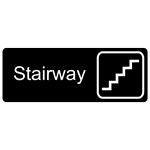 Stairway White on Black Engraved Sign EGRE-575-SYM-WHTonBLK Wayfinding