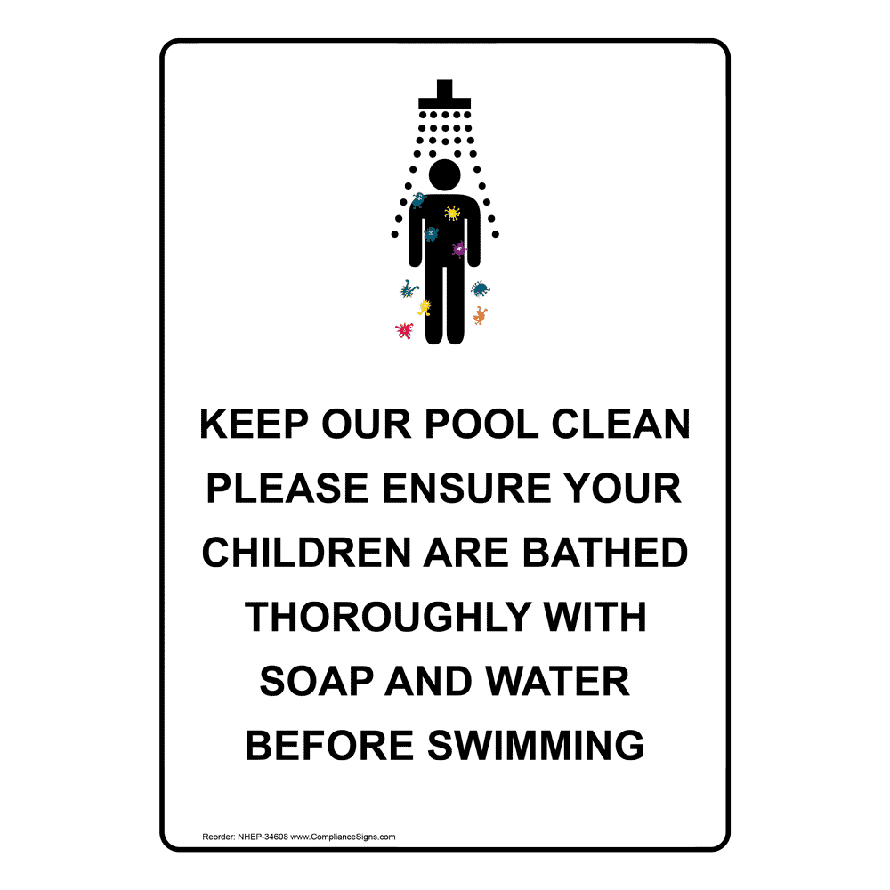 Portrait Keep Our Pool Clean Please Sign With Symbol NHEP34608