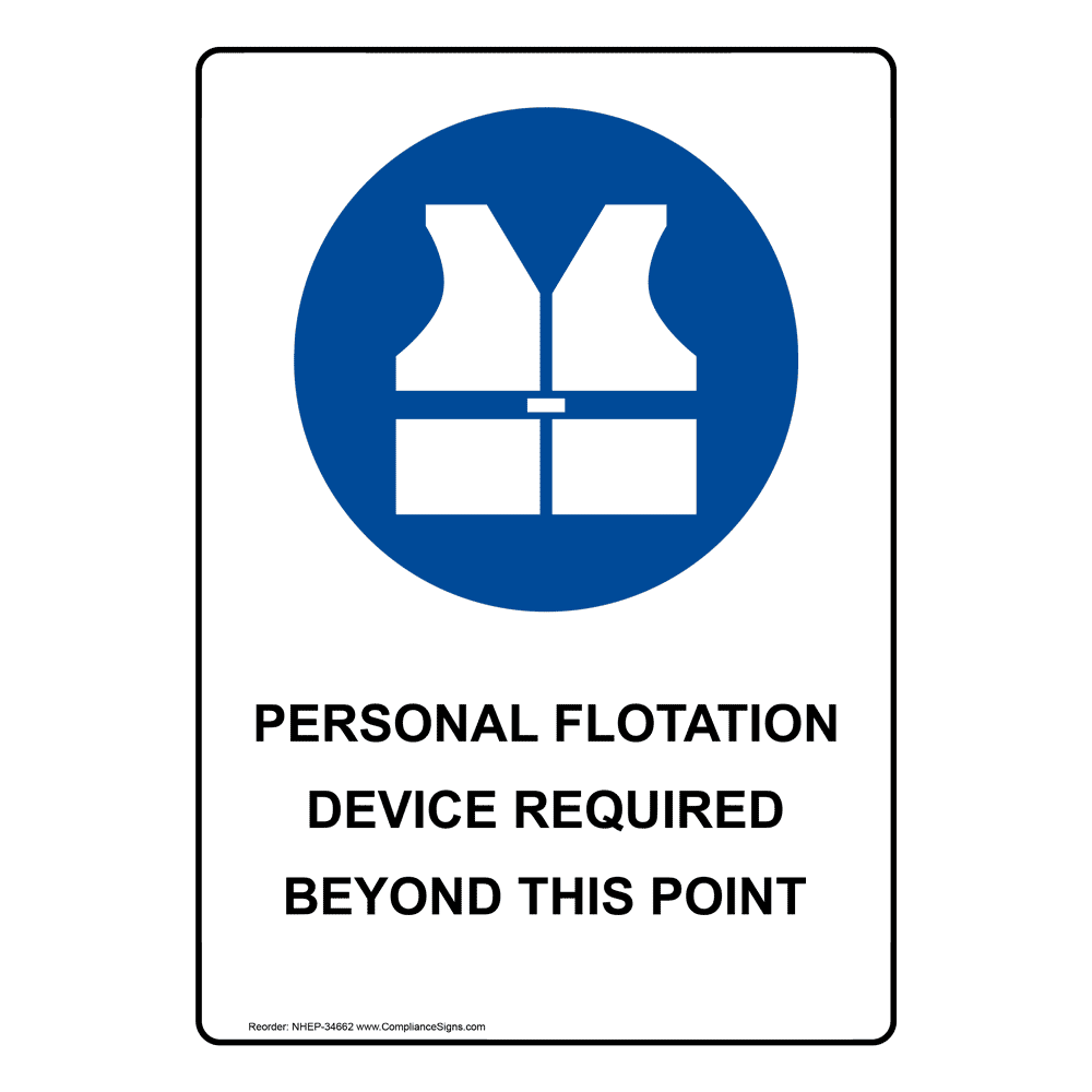 Portrait Personal Flotation Device Sign With Symbol NHEP34662