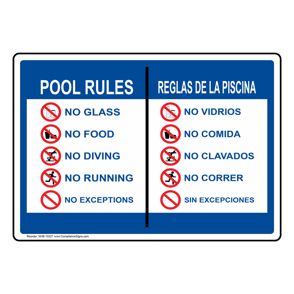 Pool Rules Sign NHB15327 Swimming Pool / Spa