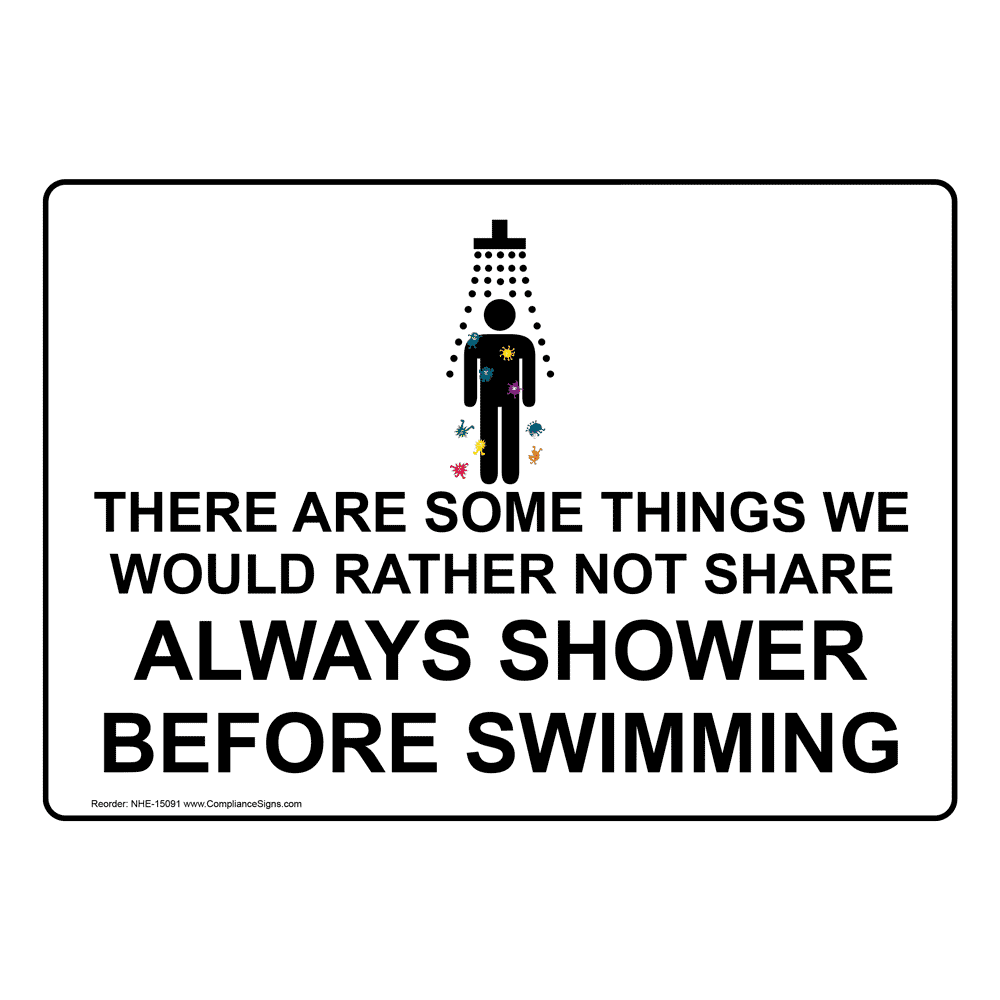 Rather Not Share Shower Before Swimming Bilingual Sign NHB15091