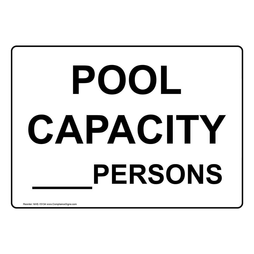 Custom Pool CapacityPersons Sign NHE15134 Swimming Pool / Spa