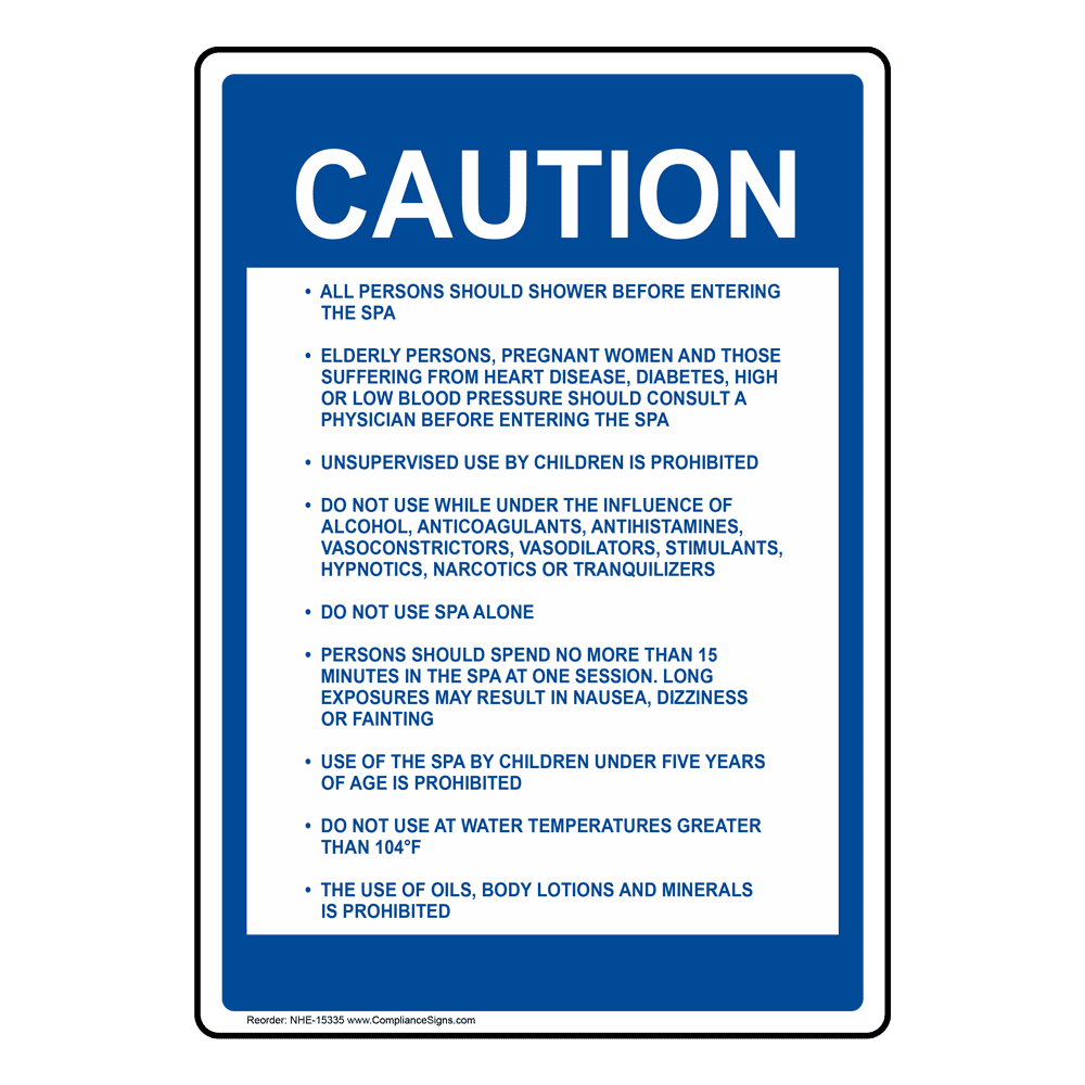 Spa Rules Caution Sign NHE15337 Swimming Pool / Spa