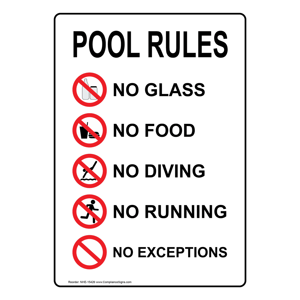 Pool Rules Sign NHE-15426 Swimming Pool / Spa
