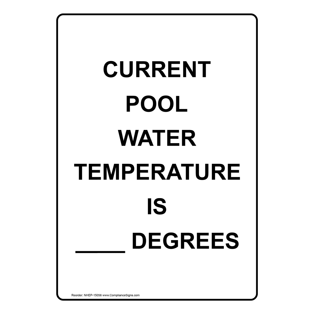 Portrait Current Pool Water Temperature Is____Degrees Sign NHEP15056