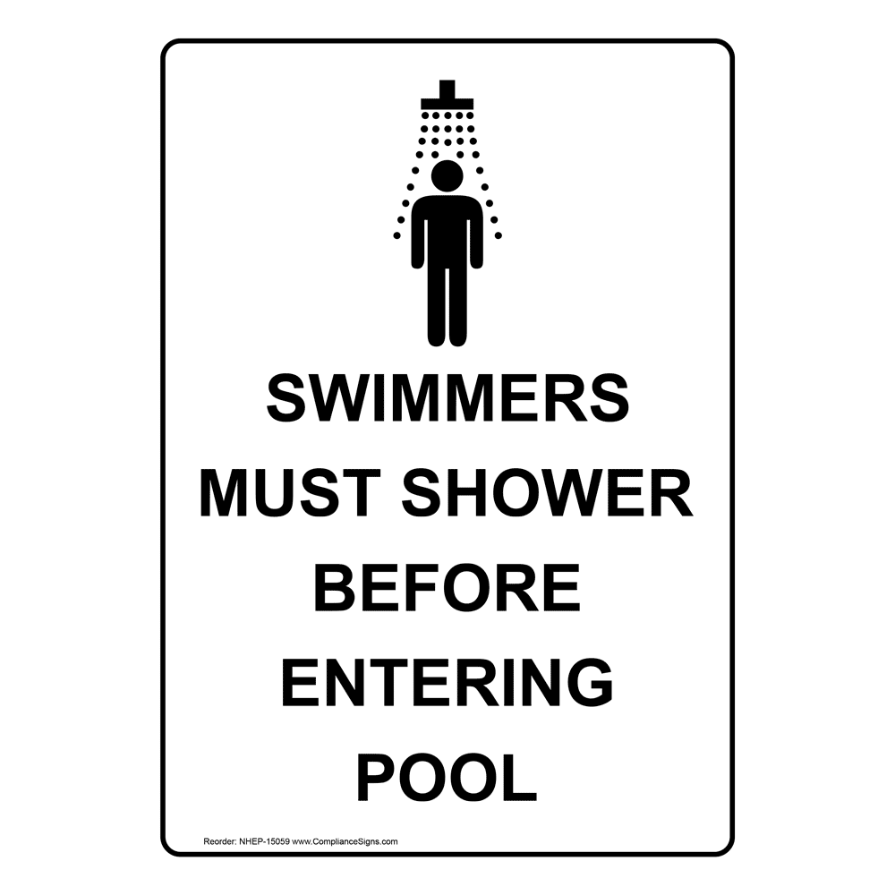 Portrait Swimmers Must Shower Before Sign With Symbol NHEP15059