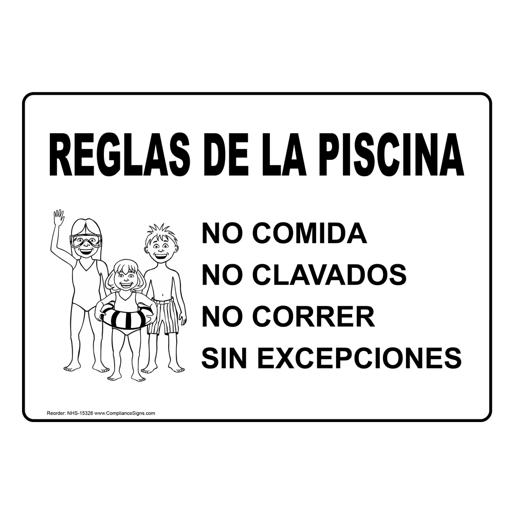 Pool Rules Spanish Sign NHS15328 Swimming Pool / Spa