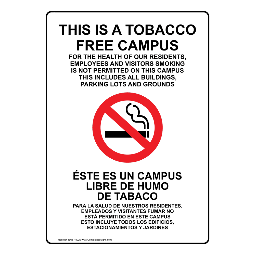 Tobacco Free Campus Bilingual Sign NHB15220 Tobacco Free Campus