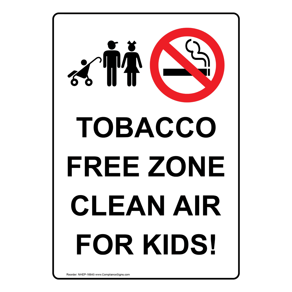 Portrait Tobacco Free Zone Clean Sign With Symbol NHEP16645