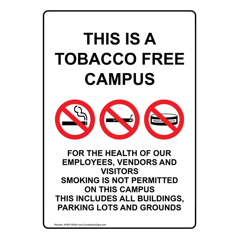 Portrait This Is A Tobacco Free Sign With Symbol NHEP-30449
