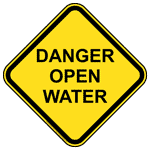 Danger Open Water Sign NHE-17517 Recreation