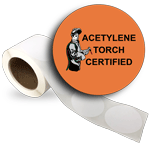 Acetylene Torch Certified Roll Label With Symbol LDRE-19268_ORNG