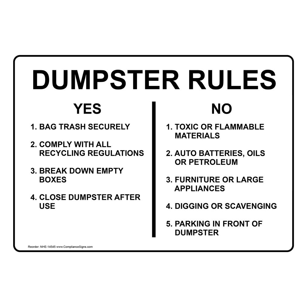 dumpster-rules-sign-nhe-14545-recycling-trash-conserve