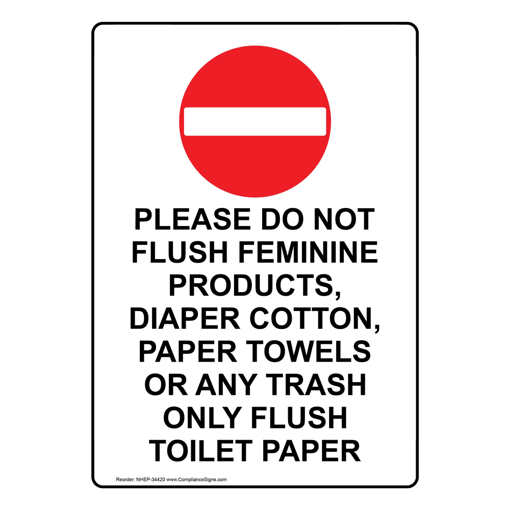 Please Do Not Flush Feminine Products, Sign With Symbol NHE34420