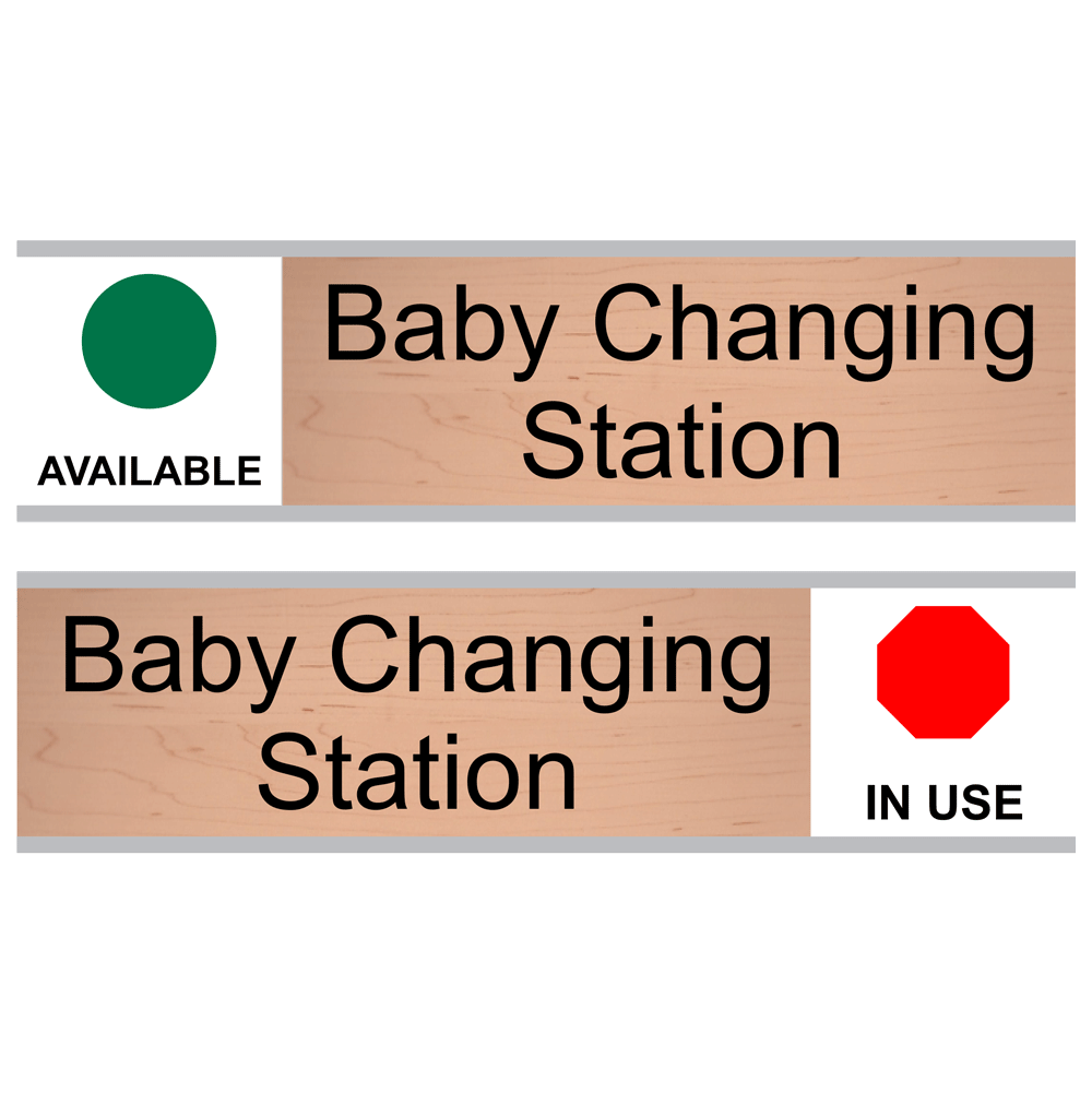 Cashew Baby Changing Station (Available/In Use) Sliding Engraved Sign EGRE-15953-SLIDE_Black_on_Cashew