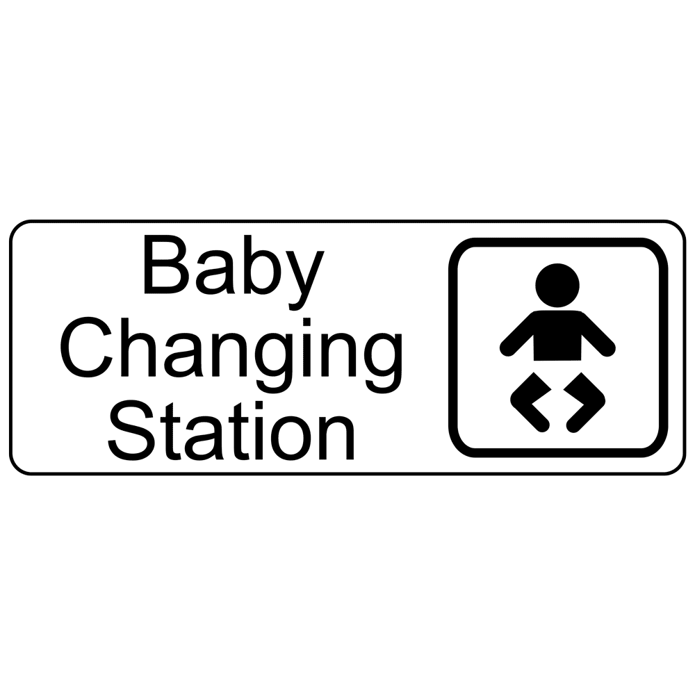 Baby Changing Station Engraved Sign EGRE15953SYMBLKonWHT Restrooms