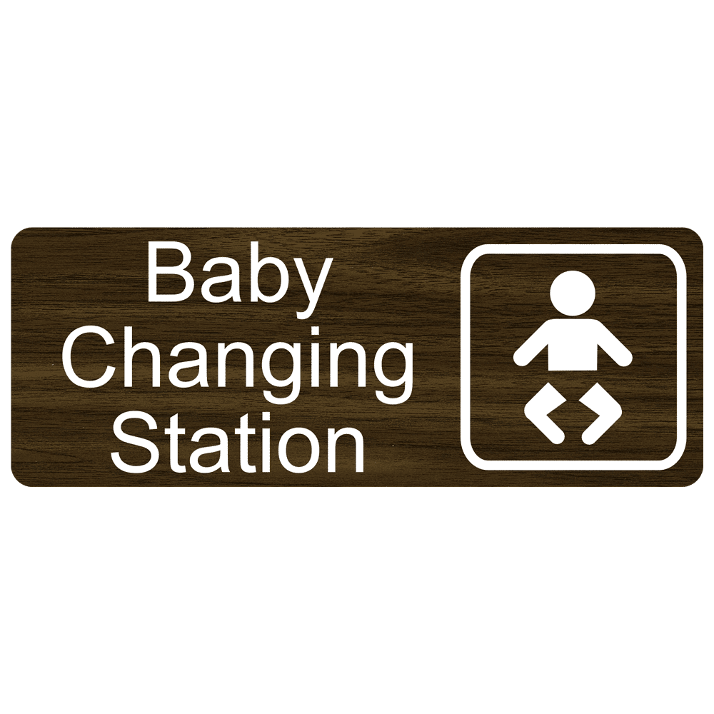 Baby Changing Station Engraved Sign EGRE-15953-SYM-WHTonWLNT Restrooms