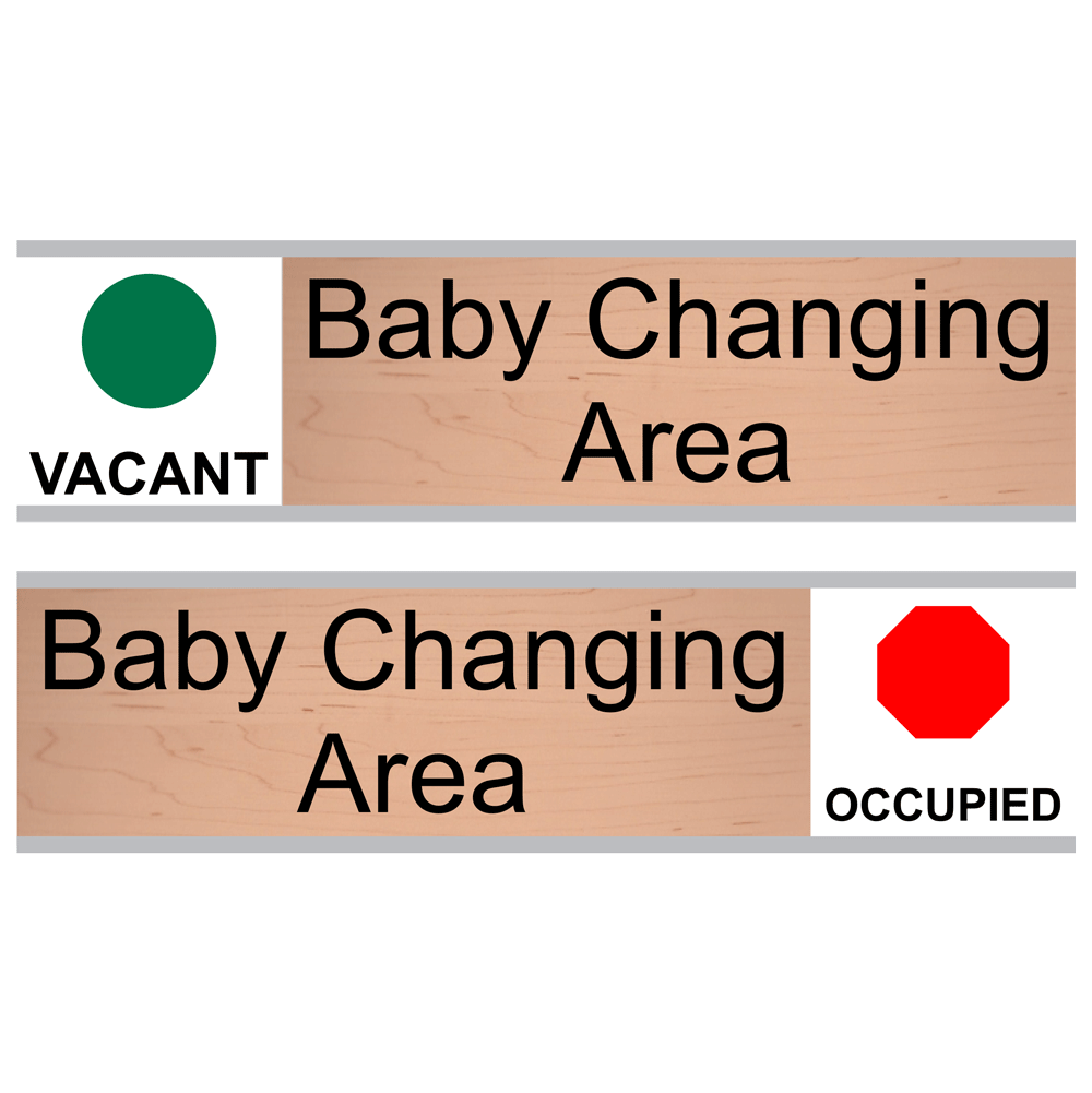 Cashew Baby Changing Area (Vacant/Occupied) Sliding Engraved Sign EGRE-265-SLIDE_Black_on_Cashew