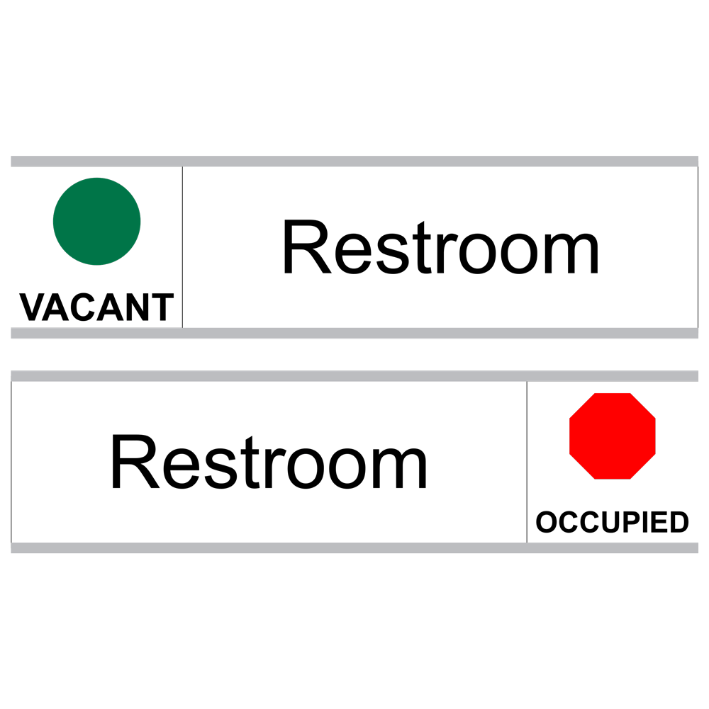 Restroom (Vacant/Occupied) Sliding Engraved Sign EGRE545SLIDEBLKonWHT