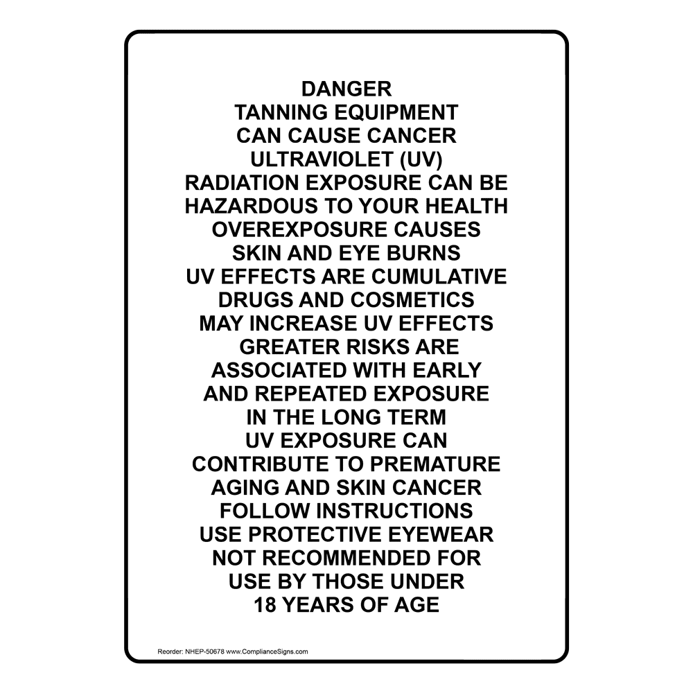 Portrait DANGER TANNING EQUIPMENT Sign NHEP-50678