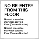 VA Code No Re-Entry From This Floor Sign NHE-15990 Enter / Exit