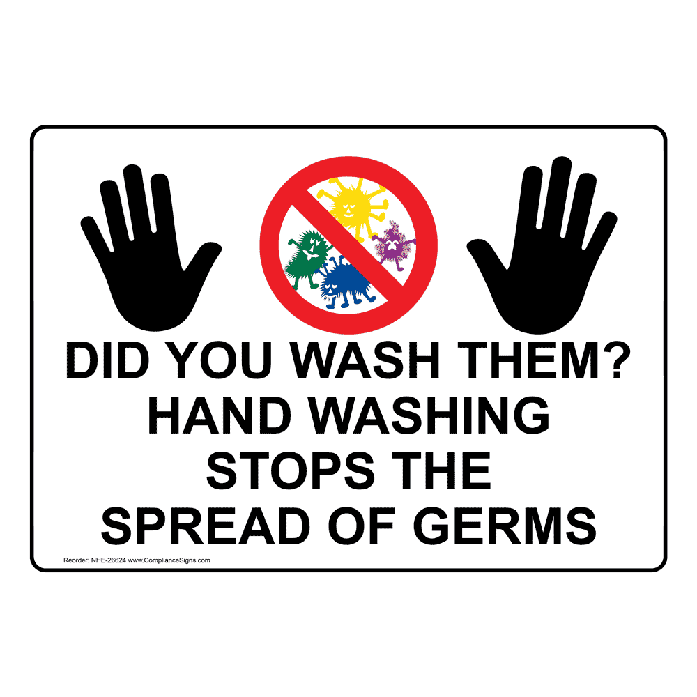 Hand Washing Stops The Spread Of Germs Sign NHE26624 Hand Washing