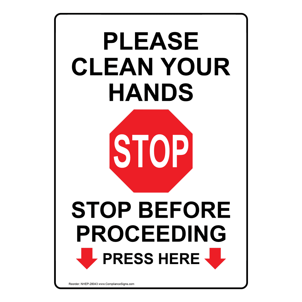 Portrait Stop Wash Hands Before And After Patient Sign NHEP 26719