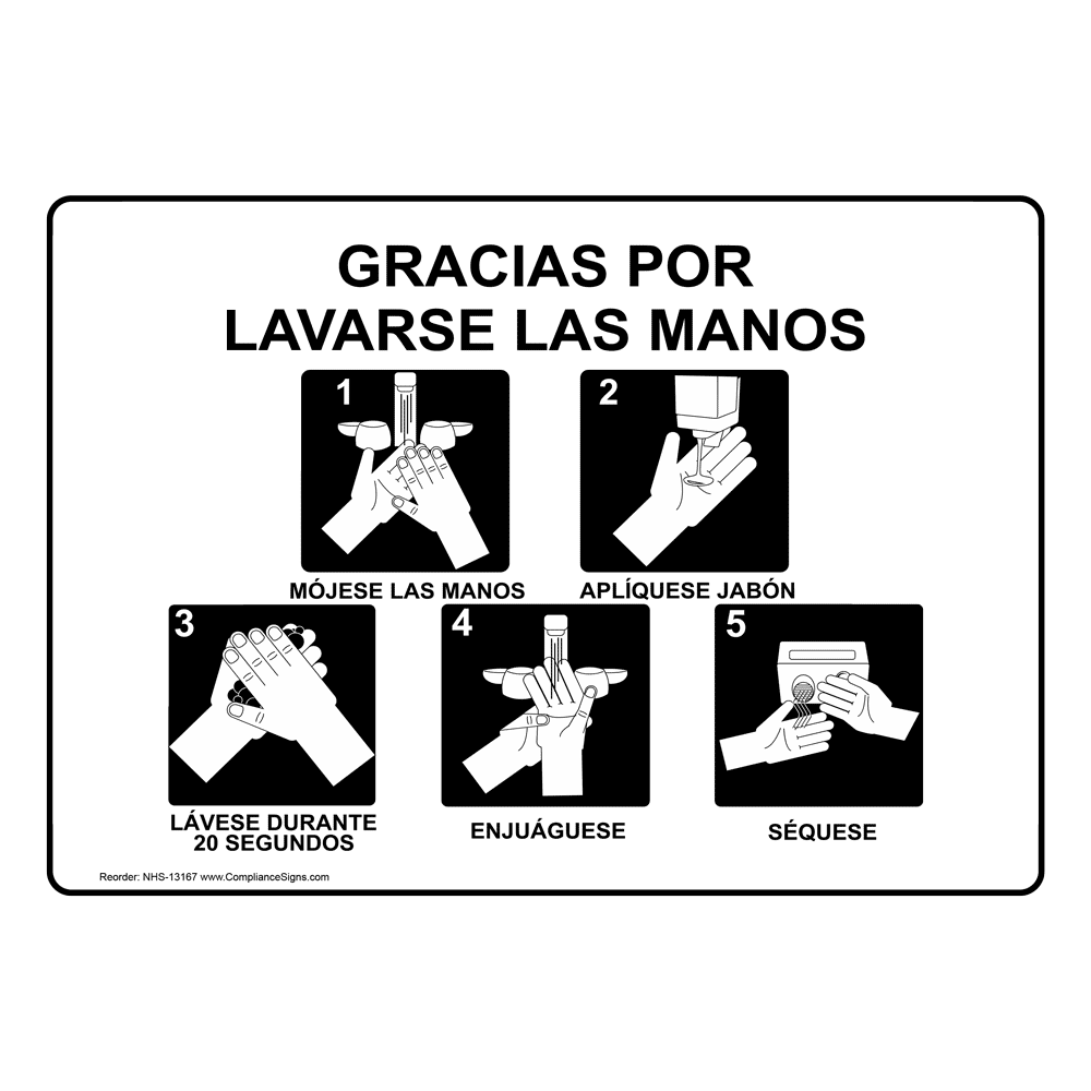 Thank You For Washing Your Hands Spanish Sign NHS-13167 Hand Washing