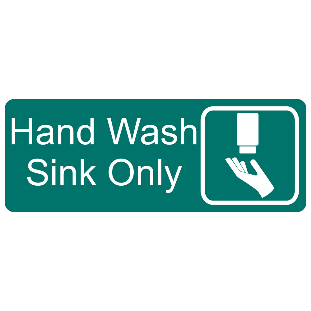 Hand Wash Sink Only Engraved Sign EGRE367SYMWHTonGreen Hand Washing