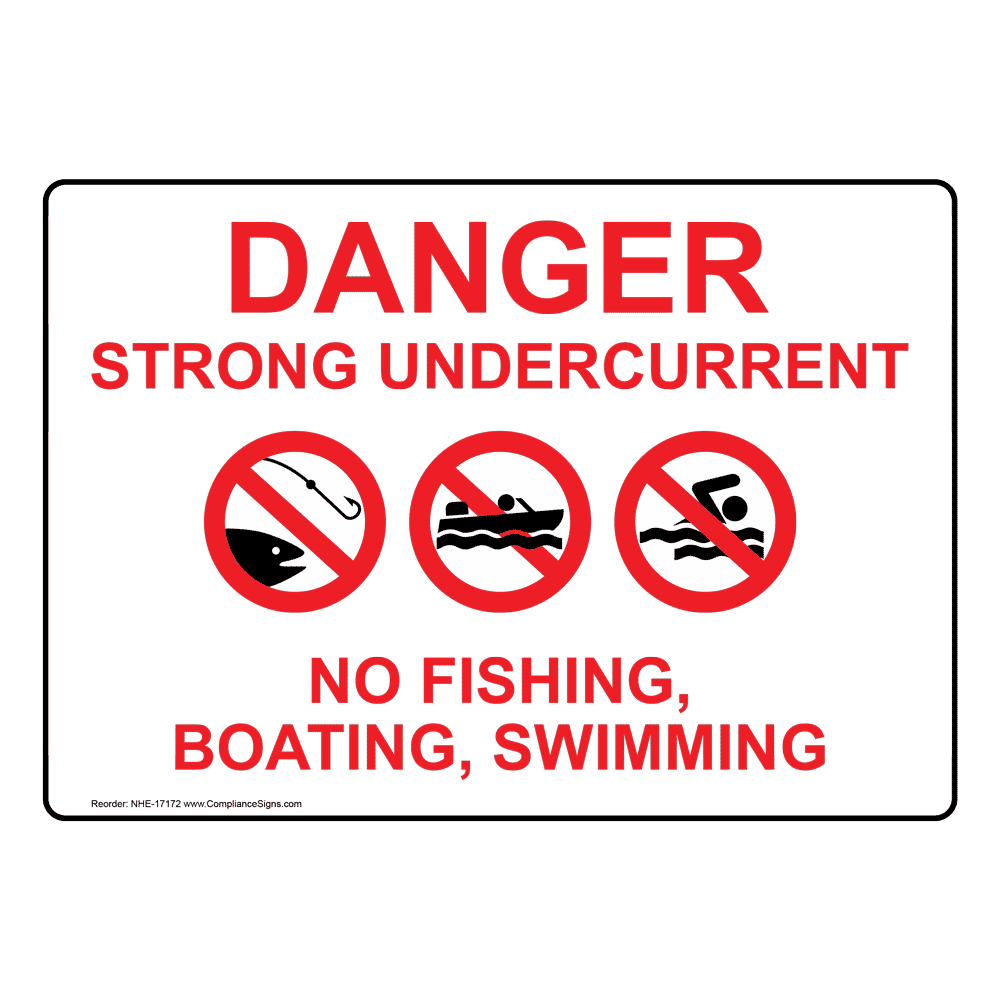 Danger Strong Undercurrent Sign With Symbol NHE17172 Water Safety