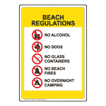 Beach Regulations Rules Sign With Symbol NHE-17436 Water Safety